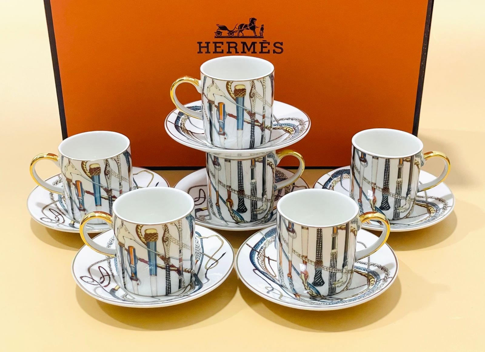 Hermes Turkish coffee set of 6 - Image 3 of 4